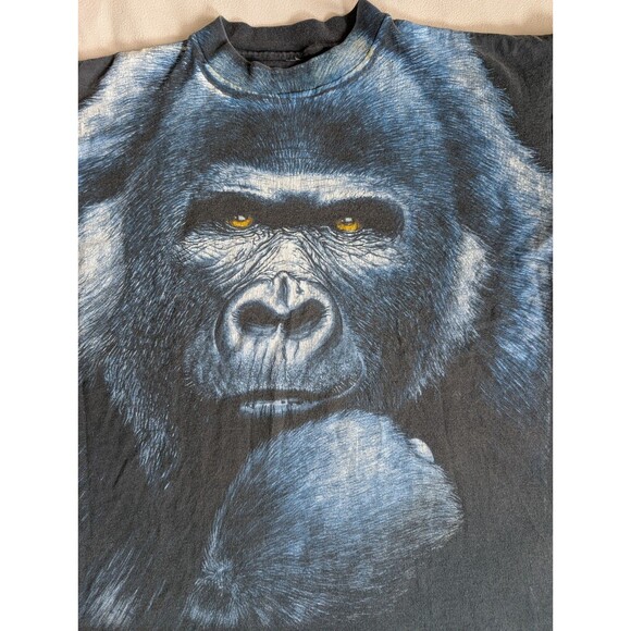 Vintage Busch Gardens Mega Print Gorilla Shirt Mens XL - XXL Black Extinction - Picture 1 of 6